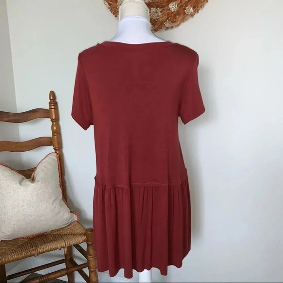 Zenana Outfitters Tunic Top Burnt Orange Rust Dress - Picture 6 of 13